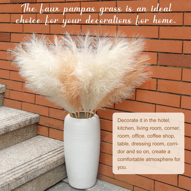 Ouddy Decor ديكور أودي 8 قطع من نباتات البامبا الصناعية بطول 38''/97 سم، زهور كبيرة صناعية من البامبا، نباتات مزيفة رقيقة، حشوة مزهرية أرضية لحفلات الزفاف والمطبخ والديكورات المنزلية بأسلوب بوهيمي، مختلط بيج - Image 5