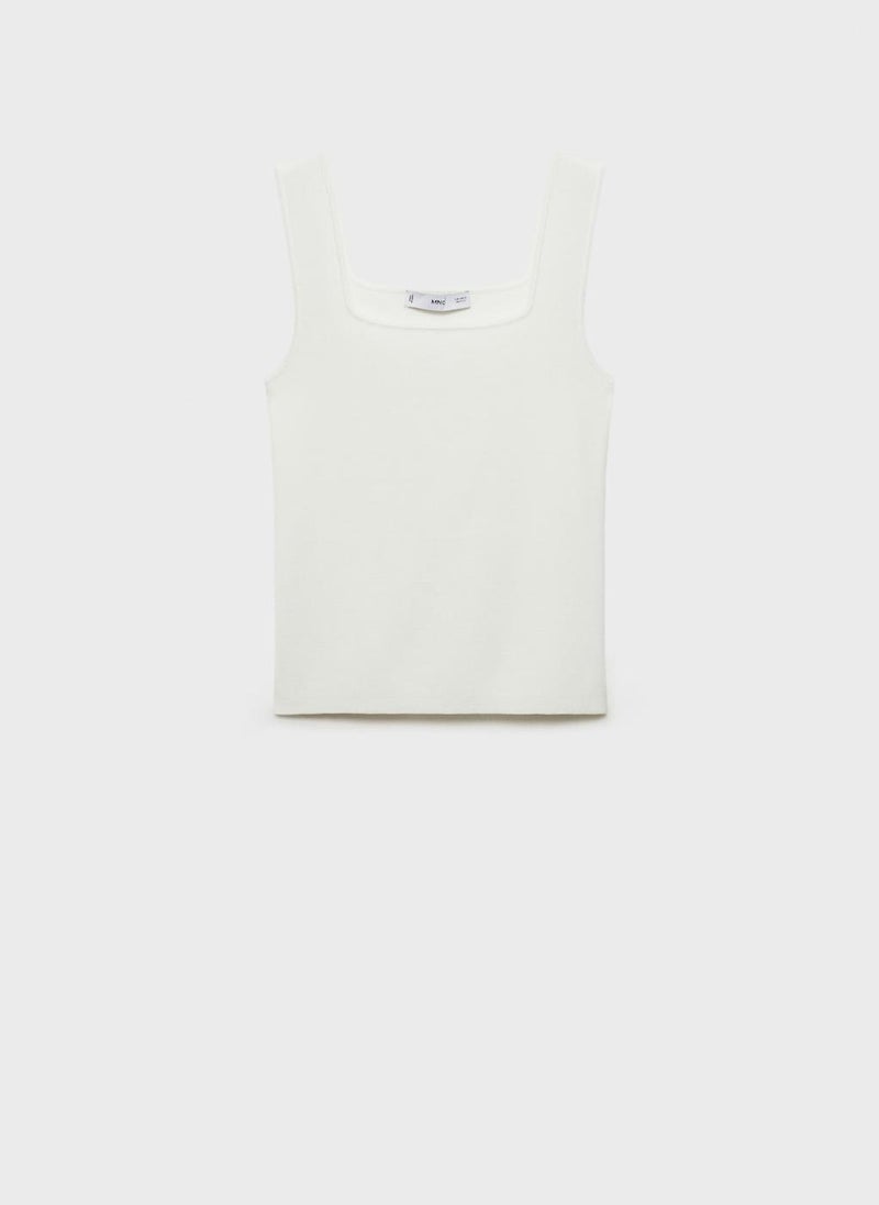 MANGO - Casual Low Neckline Fine Knit Top - Image 1