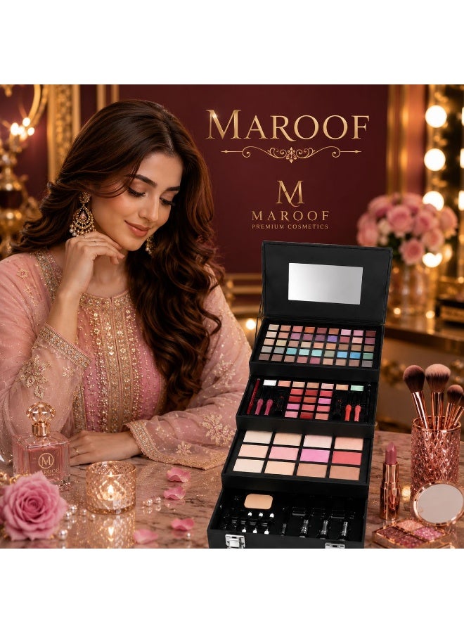 Miss Young Professional Makeup Kit GM18013 – Portable All-in-One Makeup Case with Eyeshadow, Concealer, Lip Gloss, Blush, Highlighter, Powder & Accessories - Image 2