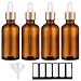 PrettyCare 2 oz Dropper Bottles 4 Pack Amber Glass Bottles 60ml with Golden Caps 12 Labels Funnel Measured PipettesEmpty Tincture for Essential Oils Skincare - Image 2