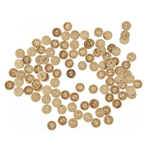 AKOAK Akak Store 50 Piece Per Pack 25mm 2 Holes with Love Hearts Wood Buttons Sewing Scrapbooking Round Handmade Buttons DIY Decor Craft - Image 3