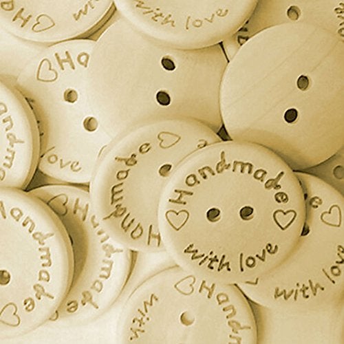 AKOAK Akak Store 50 Piece Per Pack 25mm 2 Holes with Love Hearts Wood Buttons Sewing Scrapbooking Round Handmade Buttons DIY Decor Craft - Image 2
