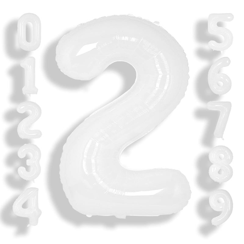 SUWEN 40 Inch White Large 2 Balloon Number Big Foil Helium Number Balloons 09 Giant Jumbo Happy 2nd Birthday Party Decorations for Boy or Girl Huge Mylar Anniversary Party Supplies - Image 2
