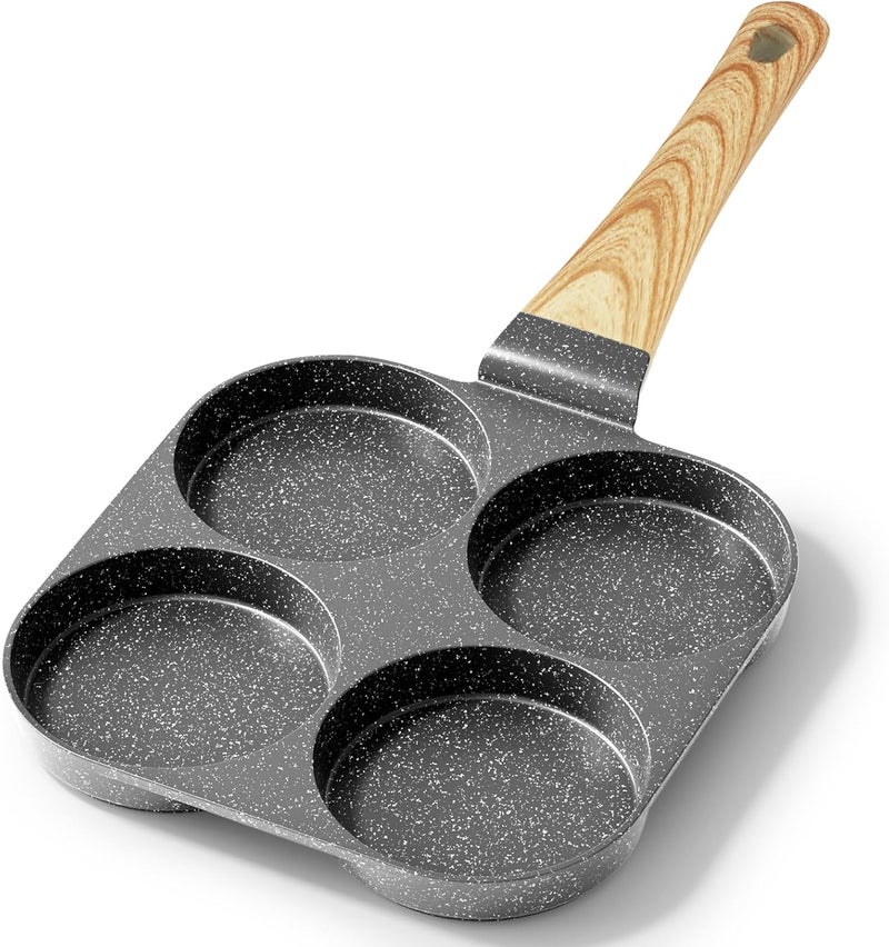 Egg Pan Omelette Pan, 4-Cup Nonstick Granite Omelette Skillet - Pancake Pan Suitable for Gas Stove & Induction Cookware, Grey - Image 1