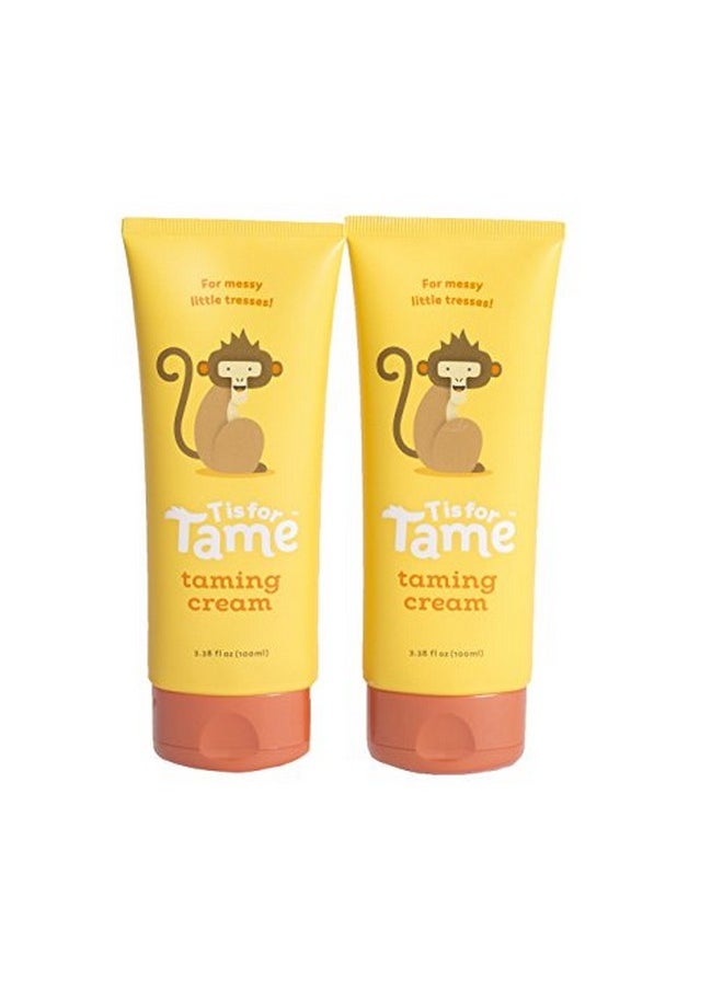 T is for Tame Allnatural Hair Taming Cream For Kids Frizz & Flyaway Control Coconut Oil & Jojoba Leavein Safe For Babies & Toddlers Nongreasy 3.38 Fl Oz (Bundle Of 2)  - Image 2