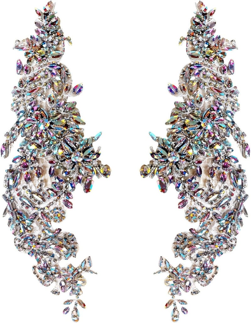 Elegant Handcrafted Appliqué with Rhinestones for Fashion, Polyester Fabric Decoration for Clothing - Image 4