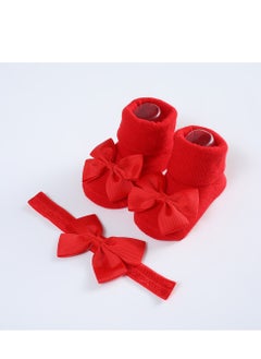 Gonice Baby headband Socks ribbed Ribbon Bow Headband Baby Breathable knitted cotton  - Image 1