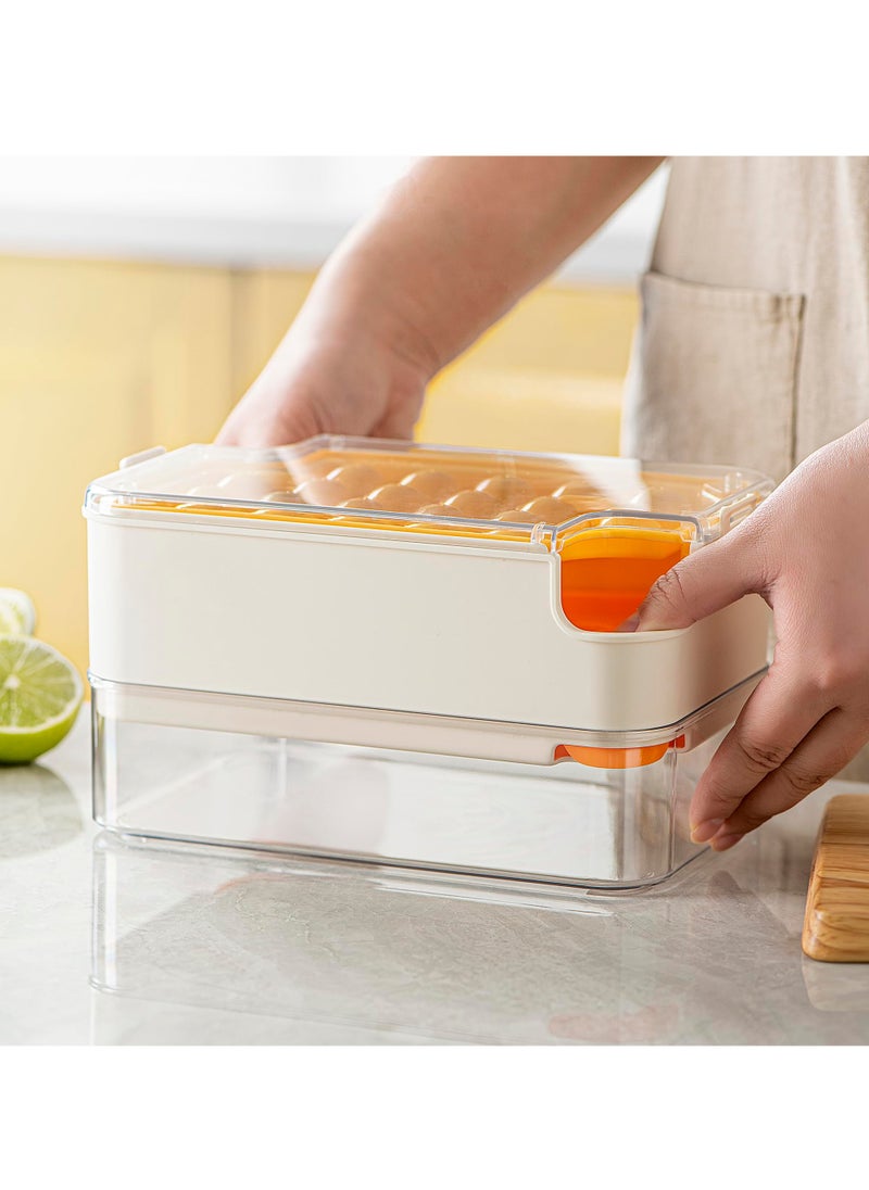 Round Ice Cube Tray with Lid and Bin, Large Capacity Freezer Storage Container, 16 Cavities 1 Inch Ice Ball Mold with Scoop, BPA Free, Easy Release and Pour Out
