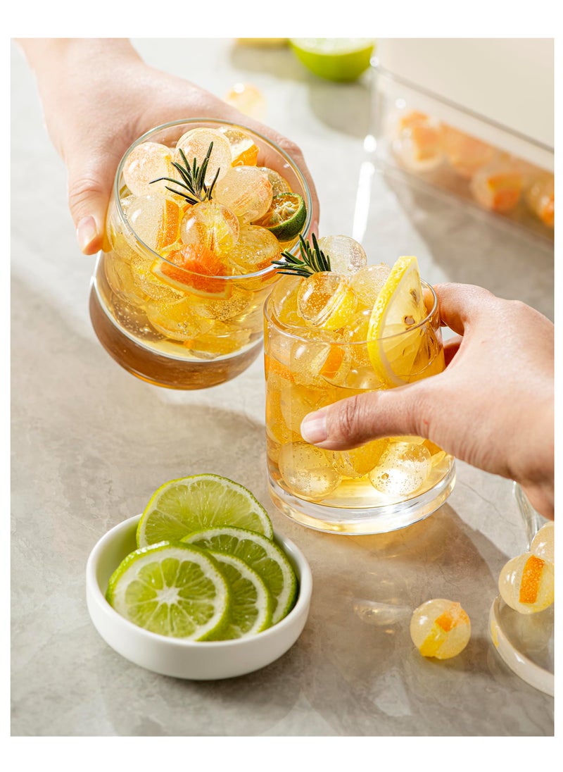 Round Ice Cube Tray with Lid and Bin, Large Capacity Freezer Storage Container, 16 Cavities 1 Inch Ice Ball Mold with Scoop, BPA Free, Easy Release and Pour Out