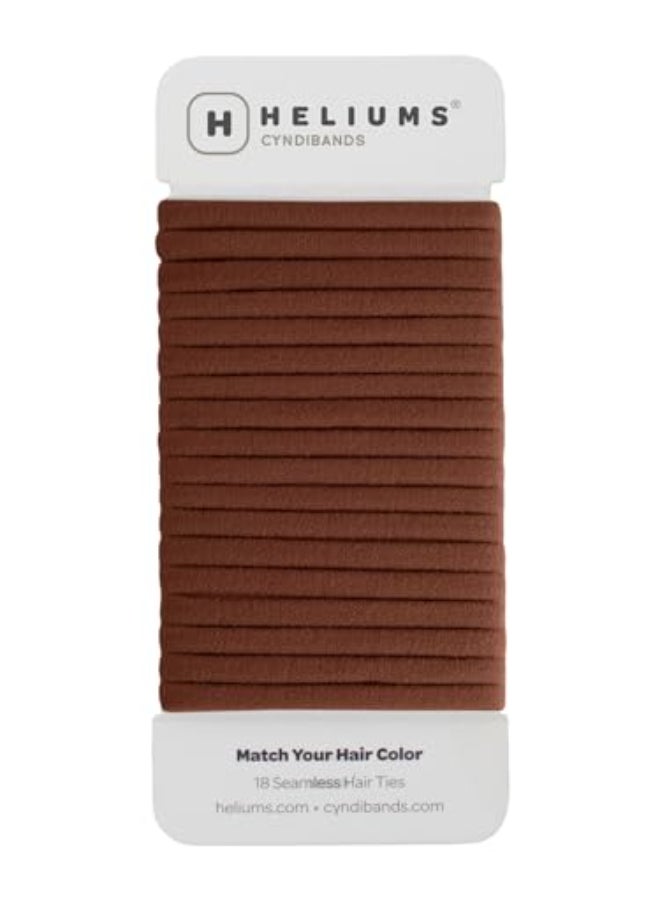Heliums Thin Seamless Hair Ties Brown 6mm Nylon No Damage Ponytail Holders 175 Inch Medium Hold for Thin to Normal Hair 18 Pack - Image 1