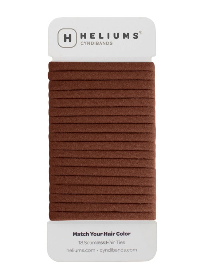 Heliums Thin Seamless Hair Ties Brown 6mm Nylon No Damage Ponytail Holders 175 Inch Medium Hold for Thin to Normal Hair 18 Pack - Image 2