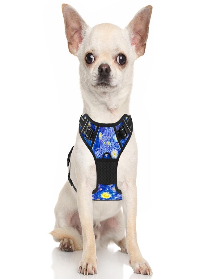 Rnivvi No Pull Dog Harness, Cute Reflective Extra Small Sized Puppy Harness, Adjustable Soft Padded Vest for Small Dogs, Cats, Heavy Duty Pet Vest with Easy Control Handle for Walking, Starry Night - Image 2
