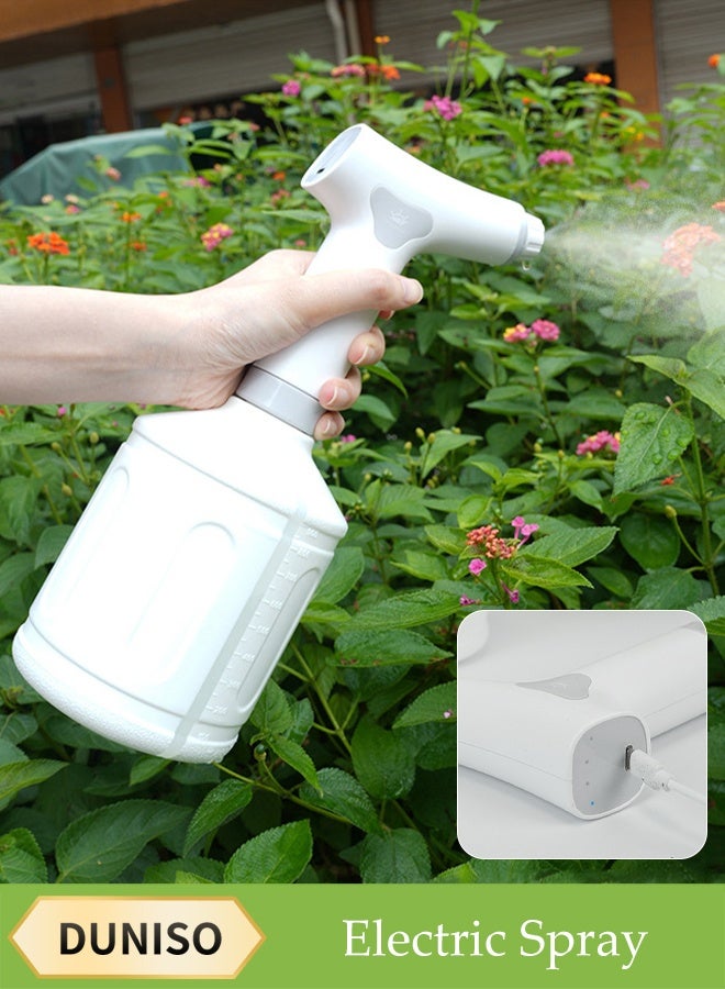 DUNISO Electric Spray，Hand Held Spray，Home Watering Artifact，Rechargeable Gardening Automatic Sprayer，1L Large Capacity，White  - Image 1