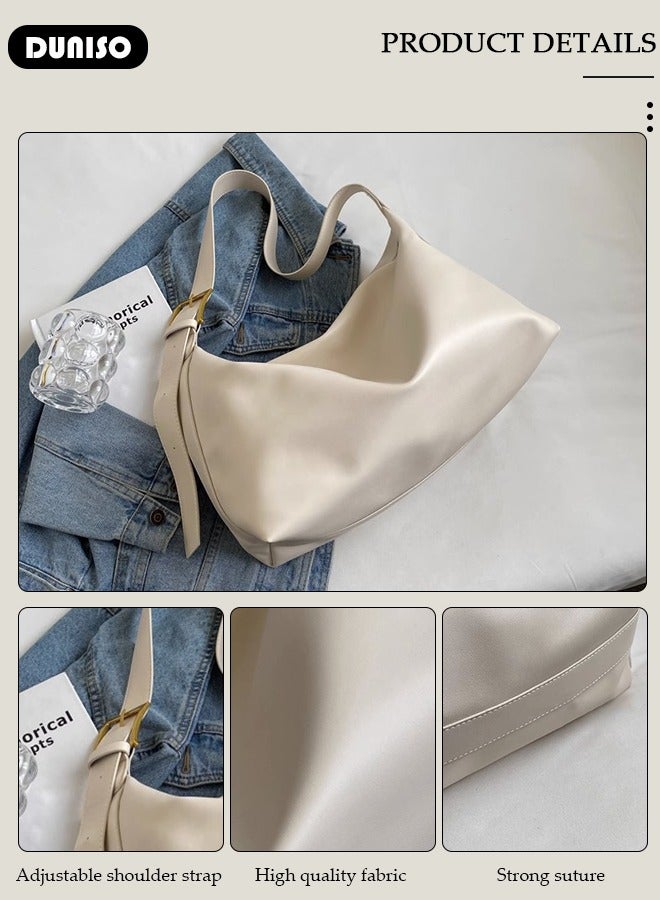 DUNISO Women's Shoulder Tote Bag Faux Leather Handbag For Women Large Capacity Bucket  Crossbody Bag Fashionable Travel Messenger Bag Shoulder Bag For Ladies Girls College Students - Image 2