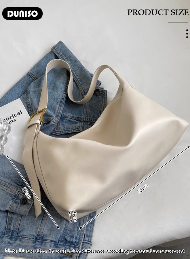 DUNISO Women's Shoulder Tote Bag Faux Leather Handbag For Women Large Capacity Bucket  Crossbody Bag Fashionable Travel Messenger Bag Shoulder Bag For Ladies Girls College Students - Image 4