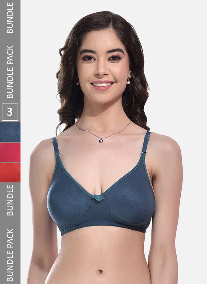 FIMS Pack Of 3 Full Coverage Non Padded Everyday Bras With All Day Comfort - Image 1