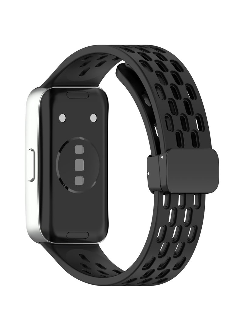 سيليكون سوار المغناطيسي متوافق مع هواوي سوار 10 / 9 / 8 ، لينة سيليكون سوار الرياضة ( أسود ) - Image 4