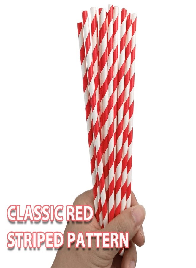 EaciTown 50 Pcs Red Striped Paper Straws Christmas Striped Paper Straw Red and White Ginham Drinking Straws for Valentines's Day Birthday Party - Image 2