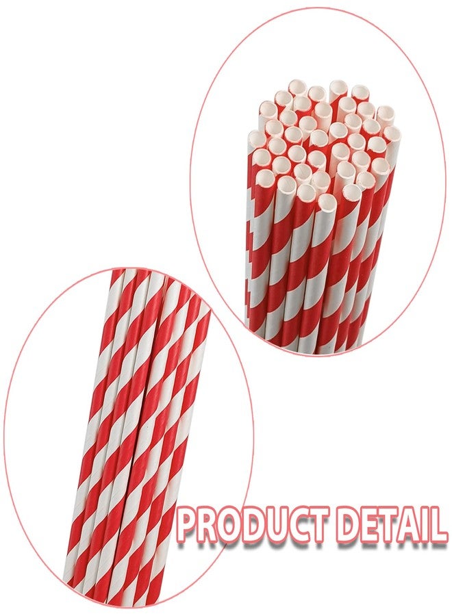 EaciTown 50 Pcs Red Striped Paper Straws Christmas Striped Paper Straw Red and White Ginham Drinking Straws for Valentines's Day Birthday Party - Image 4