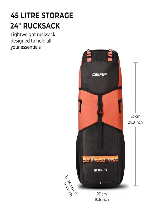 Gear Outdoor 3 25"/45L Extra Large Water Resistant 4 Compartment Rucksack/Travel Bag/For Unisex(Orange-Brown) - Image 2