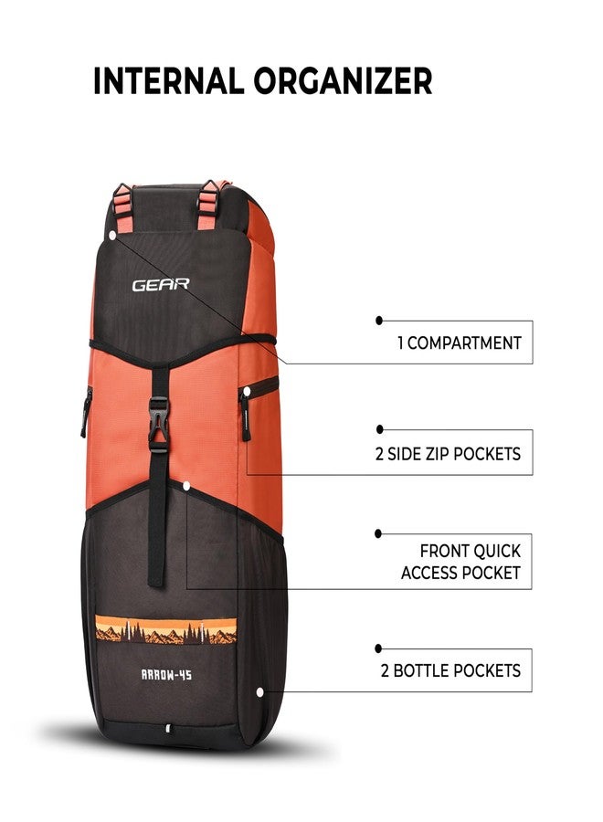 Gear Outdoor 3 25"/45L Extra Large Water Resistant 4 Compartment Rucksack/Travel Bag/For Unisex(Orange-Brown) - Image 3