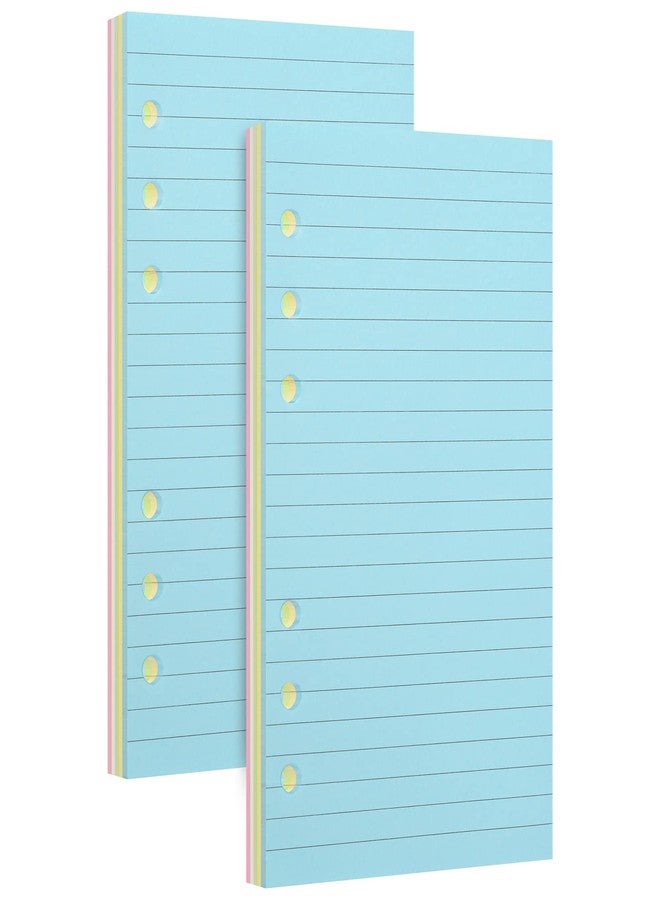 Imslery 100gsm Colored Lined A6 6-Hole Refills 100 Sheets 200 Pages (2 Pack × 50 Sheets) - Ruled Planner Inserts for 6-Ring Binders, Thick Fountain Pen Friendly, No Bleed,Perfect Double-Sided Writing - Image 1