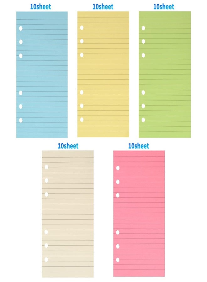 Imslery 100gsm Colored Lined A6 6-Hole Refills 100 Sheets 200 Pages (2 Pack × 50 Sheets) - Ruled Planner Inserts for 6-Ring Binders, Thick Fountain Pen Friendly, No Bleed,Perfect Double-Sided Writing - Image 5