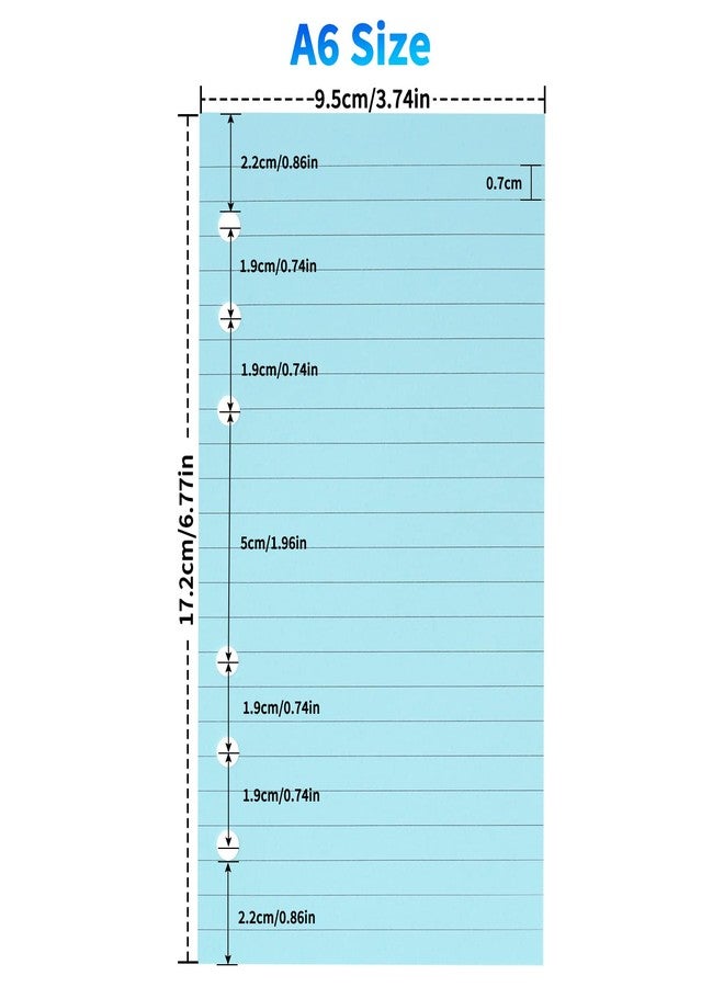 Imslery 100gsm Colored Lined A6 6-Hole Refills 100 Sheets 200 Pages (2 Pack × 50 Sheets) - Ruled Planner Inserts for 6-Ring Binders, Thick Fountain Pen Friendly, No Bleed,Perfect Double-Sided Writing - Image 2