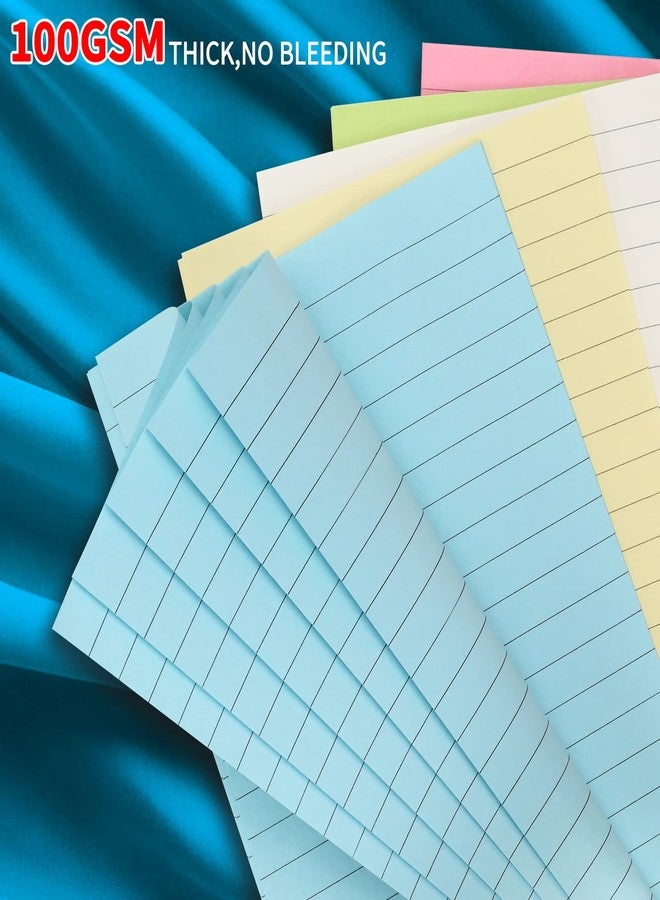 Imslery 100gsm Colored Lined A6 6-Hole Refills 100 Sheets 200 Pages (2 Pack × 50 Sheets) - Ruled Planner Inserts for 6-Ring Binders, Thick Fountain Pen Friendly, No Bleed,Perfect Double-Sided Writing - Image 4