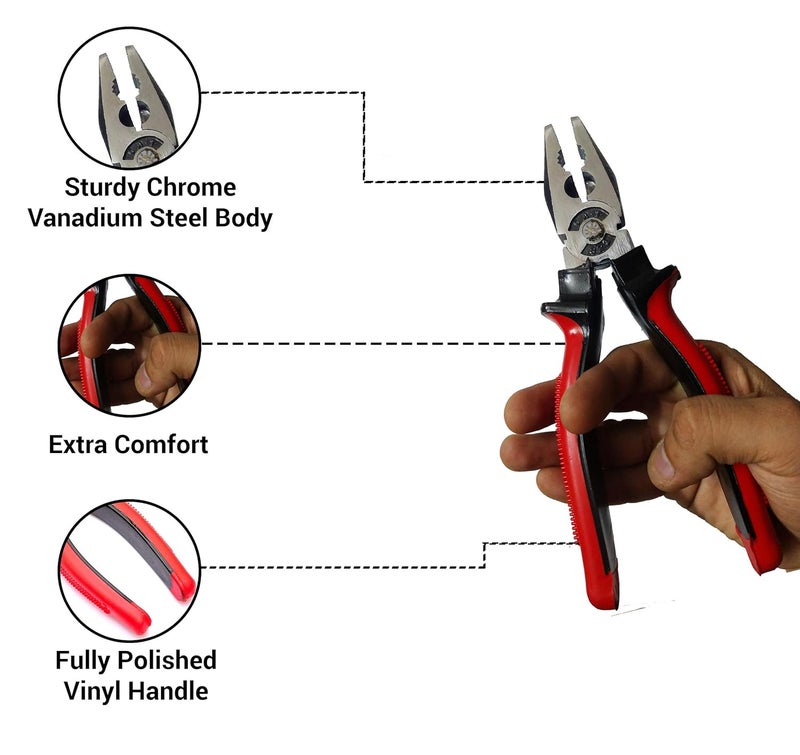 Hillgrove Grip Multipurpose Combination Hand Tool Lineman Plier Length 8 inch - Image 3