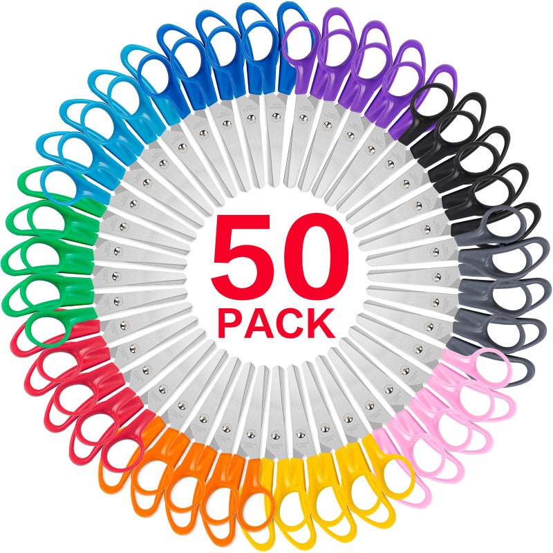 TooyBing 50 Pack Kids Scissors 5 Inch Bulk Scissors for School Blunt Tip for Child Student Teacher Kids Safety for Preschool Classroom Office Home School Supplies Craft Cutting Paper - Image 2