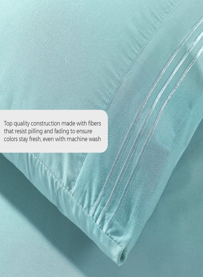 Pure Bedding Pillow Cases King [2-Pack, Aqua] - Hotel Luxury Pillow Case - Sateen Weave, Premium Microfiber - Soft and Breathable Pillowcases - Image 4