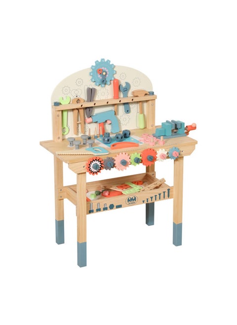 COOLBABY Wooden Tool Workbench for Kids Building Tools Sets Pretend Play Toys Wooden Tool Bench Workshop Workbench