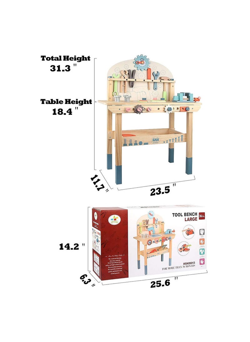 Cool Baby - COOLBABY Wooden Tool Workbench for Kids Building Tools Sets Pretend Play Toys Wooden Tool Bench Workshop Workbench - Image 1