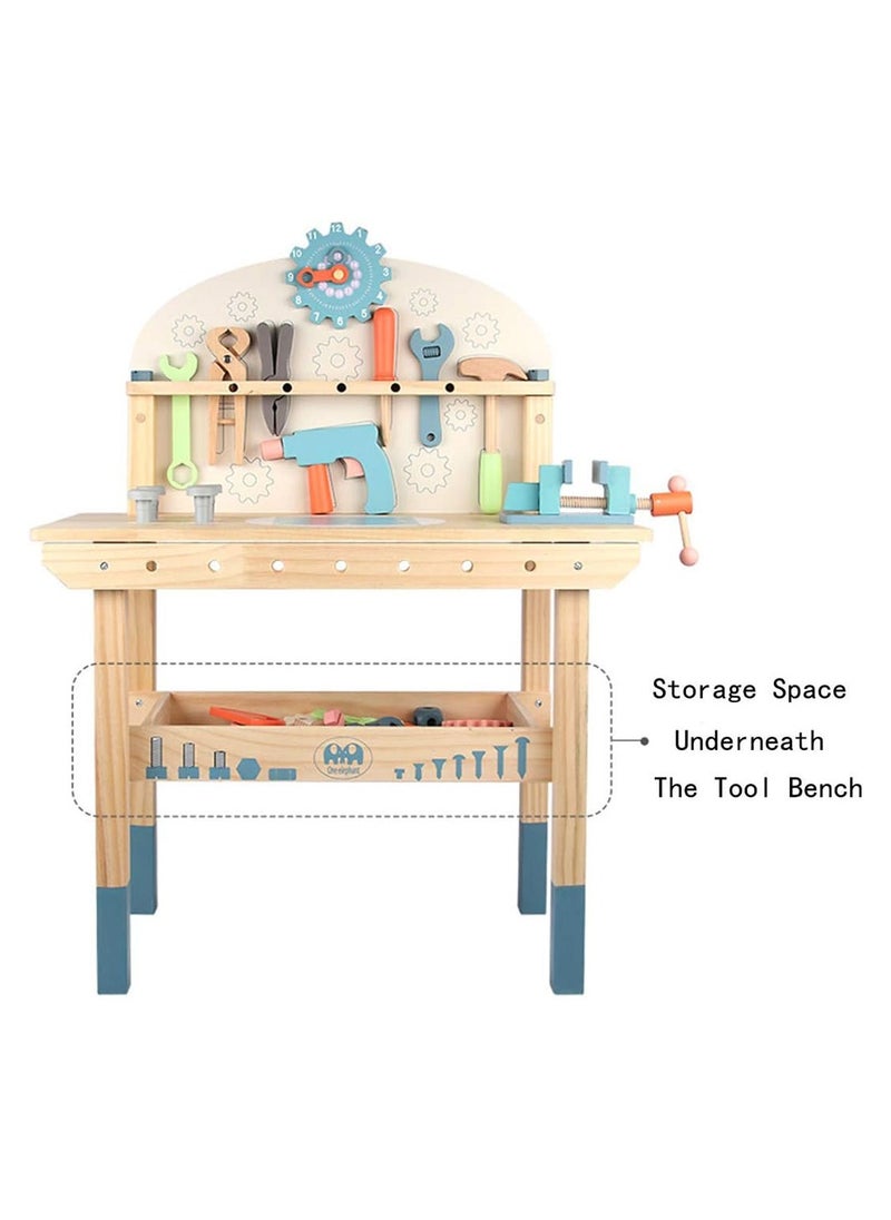Cool Baby - COOLBABY Wooden Tool Workbench for Kids Building Tools Sets Pretend Play Toys Wooden Tool Bench Workshop Workbench - Image 1
