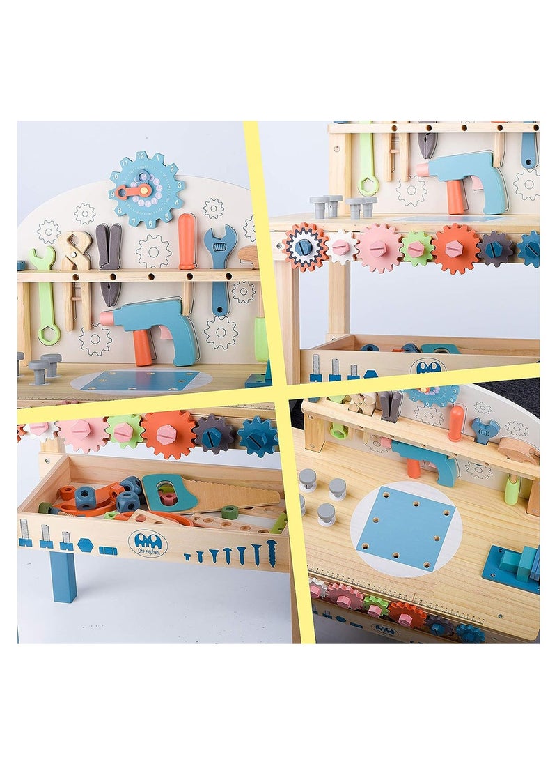 Cool Baby - COOLBABY Wooden Tool Workbench for Kids Building Tools Sets Pretend Play Toys Wooden Tool Bench Workshop Workbench - Image 1