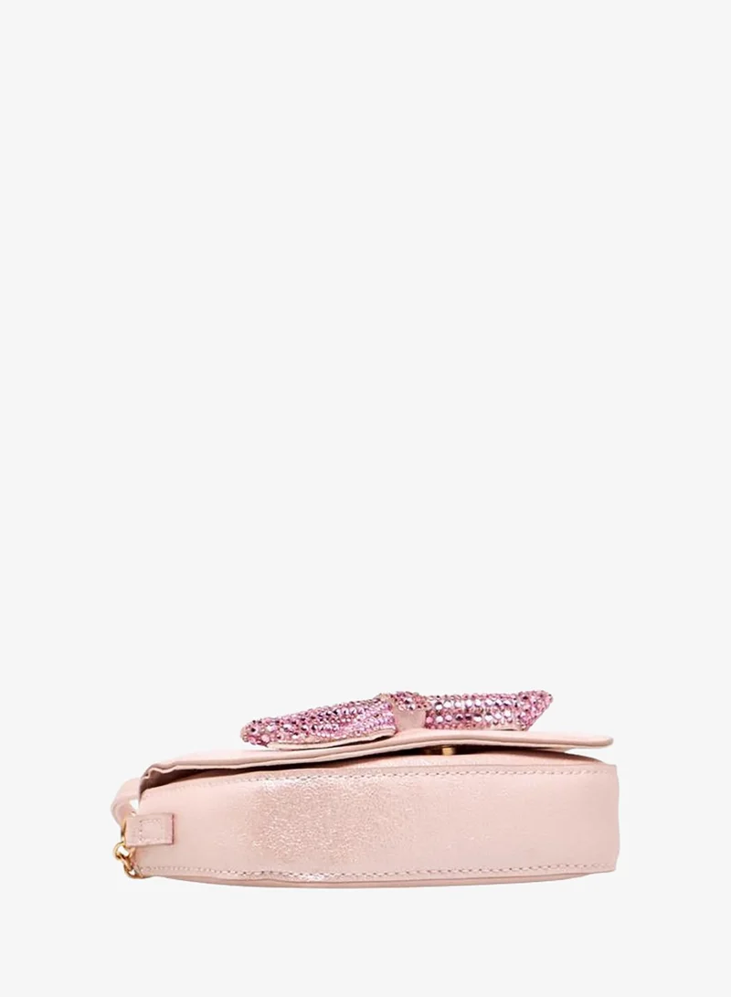 Flora Bella By Shoexpress PINK Embellished Bow Crossbody Bag with Chain Strap for Women | Best Price UAE