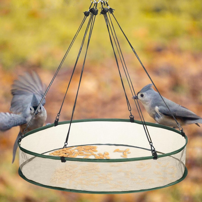 FoldTier 1 Pieces Universal Wild Bird Seed Catcher Hanging Hoop Platform Bird Seed Catcher Tray for Hummingbird Feeders Bee Feeder Outdoor Garden Accessories (24 Inch) - Image 5