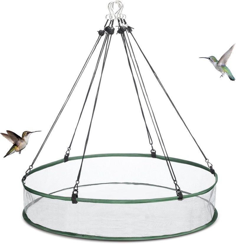 FoldTier 1 Pieces Universal Wild Bird Seed Catcher Hanging Hoop Platform Bird Seed Catcher Tray for Hummingbird Feeders Bee Feeder Outdoor Garden Accessories (24 Inch) - Image 1