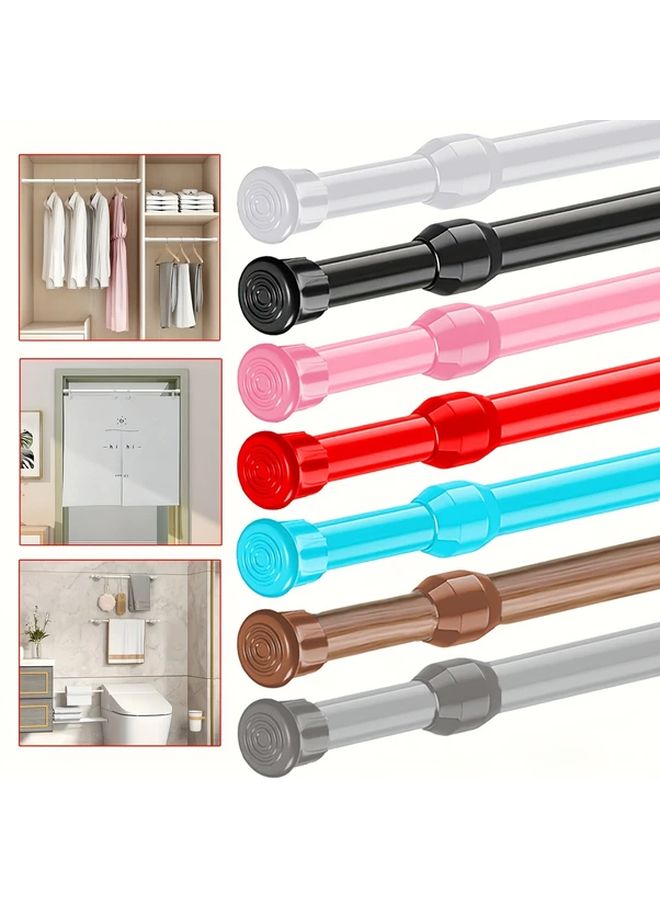 Adjustable No Drill Telescopic Tension Curtain Rod Pink 40cm To 70cm Spring Loaded - Image 1