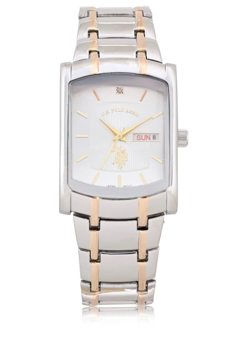 U.S. Polo Assn. Mens Watch in Gold and Silver with Tank Design in One Size USC80691  - Image 1