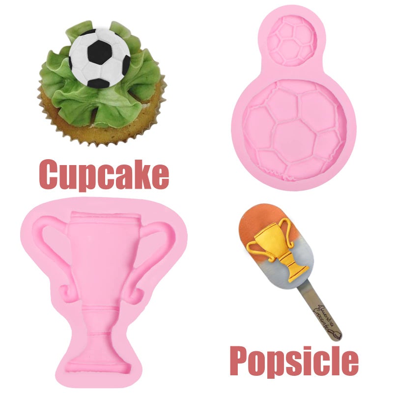 ywzbomoldrm Soccer Shoes Soap Silicone Molds 3 Pcs  Football Fondant Molds Jersey Trophy Sneakers Mold for Chocolate Cake Decoration Candy Sugar Cupcake Topper Sports Themed Birthday Party Polymer Clay Crafts - Image 4