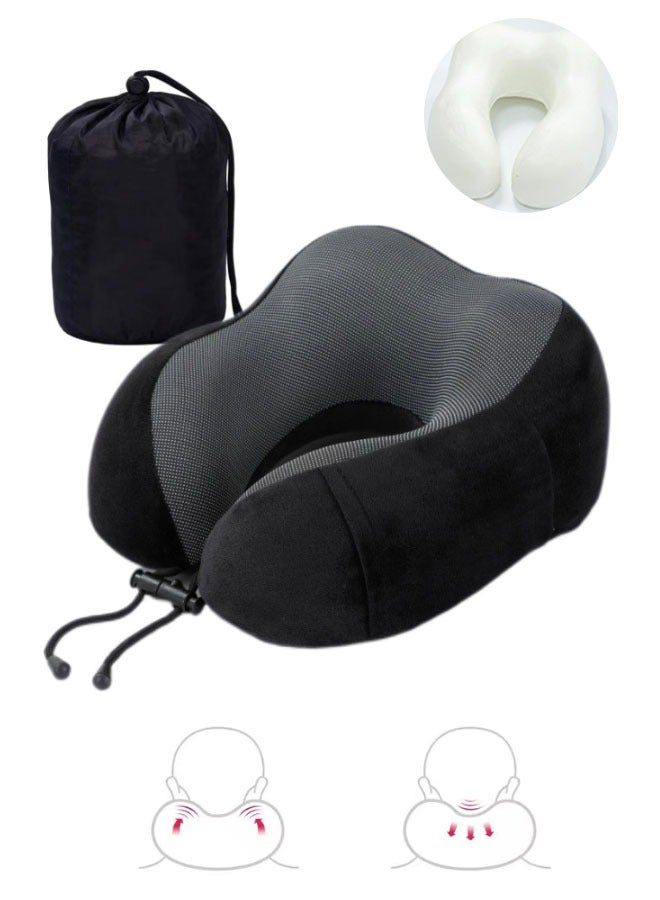 Travel Pillow U-Shape Pillow Memory Foam Travel Pillow Pure Memory Foam Neck Pillow Napping Cervical Pillow Sleeping Head Neck Support Travel Neck Pillow With Comfort Breathable Cover For Sleeping P - Image 1
