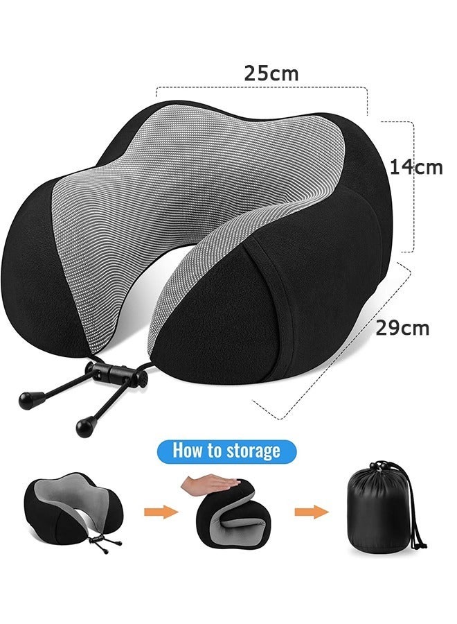 Travel Pillow U-Shape Pillow Memory Foam Travel Pillow Pure Memory Foam Neck Pillow Napping Cervical Pillow Sleeping Head Neck Support Travel Neck Pillow With Comfort Breathable Cover For Sleeping P - Image 2