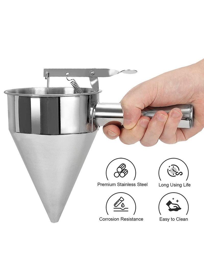 MosaiRudo MosaiRudo Stainless Steel Pancake Batter Dispenser with Stand Detachable Handle Pancake Dispenser for TakoyakiBakingCupcakesMuffinsCooking CrepesWaffles 600ML  - Image 4