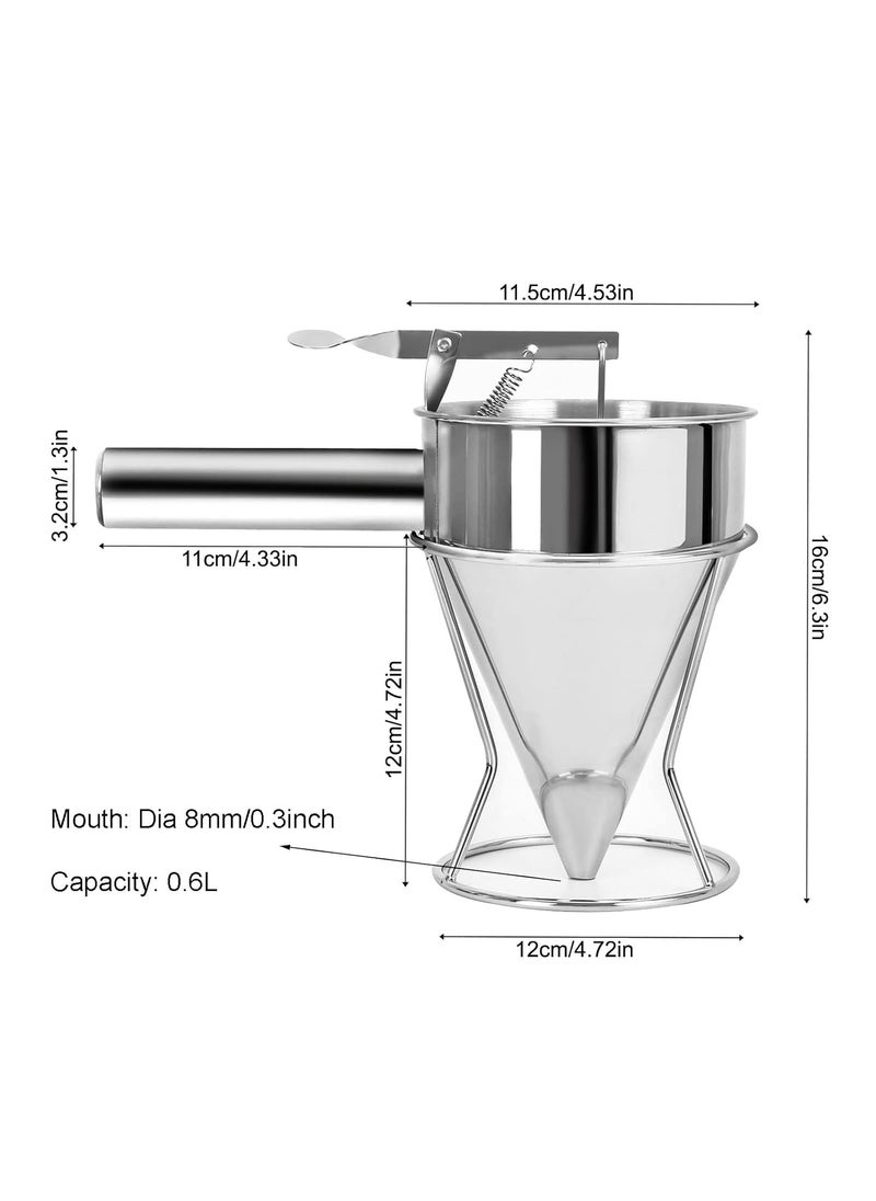 MosaiRudo MosaiRudo Stainless Steel Pancake Batter Dispenser with Stand Detachable Handle Pancake Dispenser for TakoyakiBakingCupcakesMuffinsCooking CrepesWaffles 600ML  - Image 5