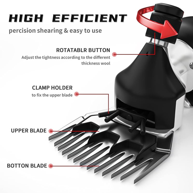 Dragro 2026 Upgraded Sheep Shears 500W, Professional Electric Sheep Clippers, Farm Livestock Grooming Kit, 6 Speed Heavy Duty Electric Shears for Sheep Alpacas Goats Thick Coat Animals - Image 3