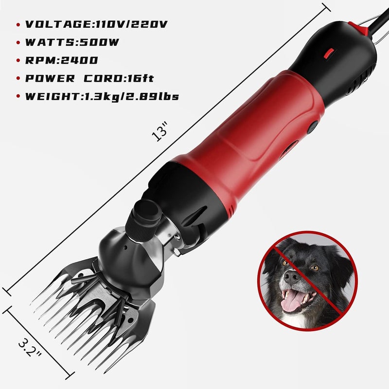 Dragro 2026 Upgraded Sheep Shears 500W, Professional Electric Sheep Clippers, Farm Livestock Grooming Kit, 6 Speed Heavy Duty Electric Shears for Sheep Alpacas Goats Thick Coat Animals - Image 5