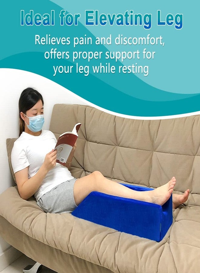 Zelen Leg Elevation Wedge Pillow Knee Leg Rest Pillow for Sleeping Post Surgery Knee Support Foam Bed Wedges Legs Bolster Foot Elevation After Surgery Pillow Positioning Wedge Cushion (Blue, 65cm Long) - Image 2