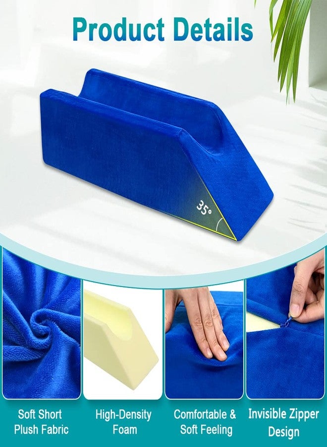 Zelen Leg Elevation Wedge Pillow Knee Leg Rest Pillow for Sleeping Post Surgery Knee Support Foam Bed Wedges Legs Bolster Foot Elevation After Surgery Pillow Positioning Wedge Cushion (Blue, 65cm Long) - Image 5